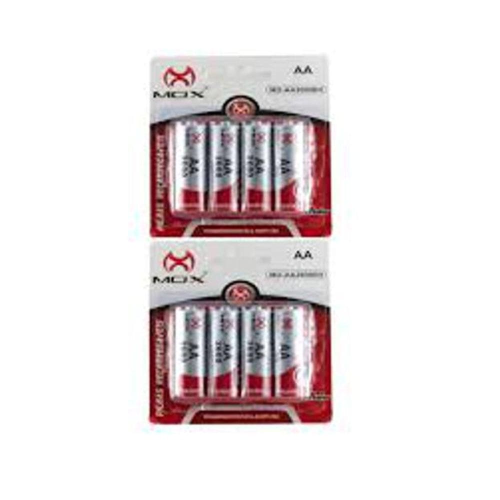 Kit Carregador Mox + 8 Pilhas Recarregáveis Mox Aa 2600 Mah