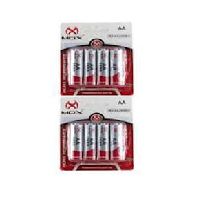 Kit Carregador Mox + 8 Pilhas Recarregáveis Mox Aa 2600 Mah