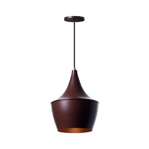 Lustre Pendente Interno Balão Marrom Com Cobre Decoração