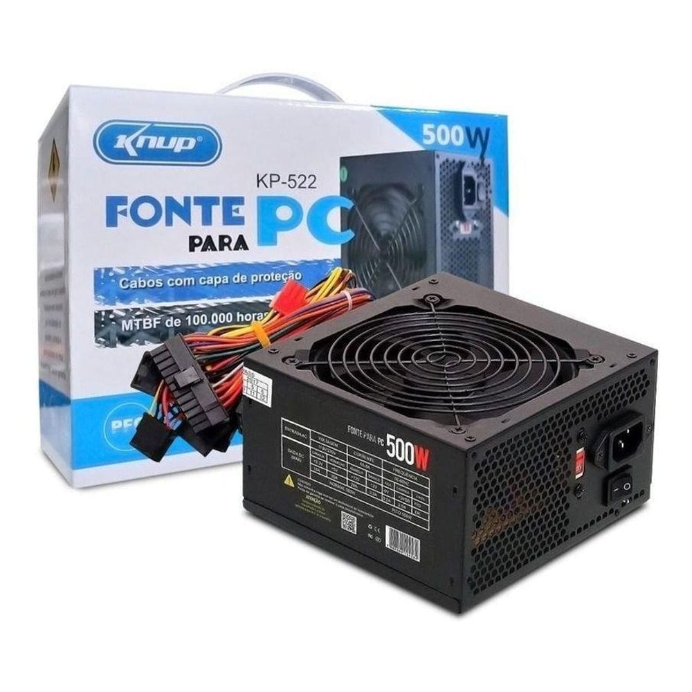 Fonte Para Computador Atx 500W Real Knup Kp-522