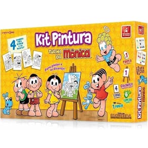 Kit Pintura Turma da Mônica - Cavalete, Telas, Paleta - 04 Telas