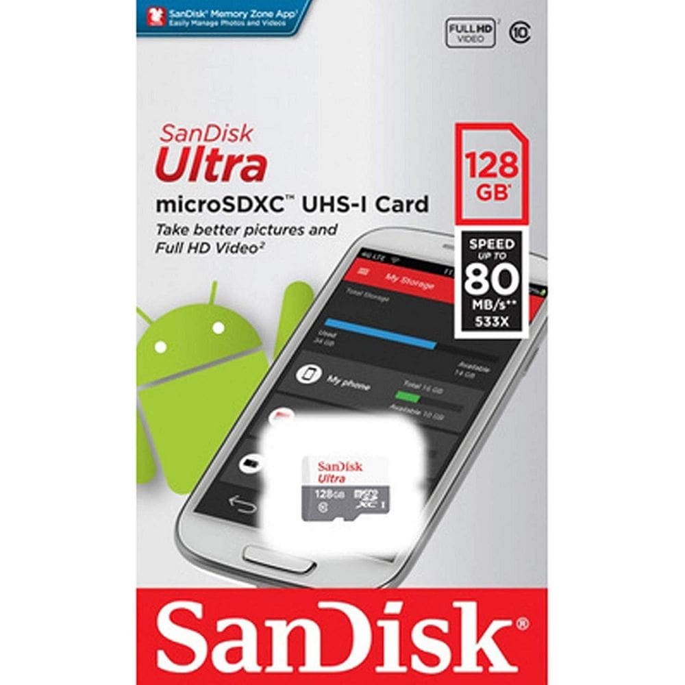 Cartão Microsd Sandisk Ultra 128Gb Classe 10 Lacrado
