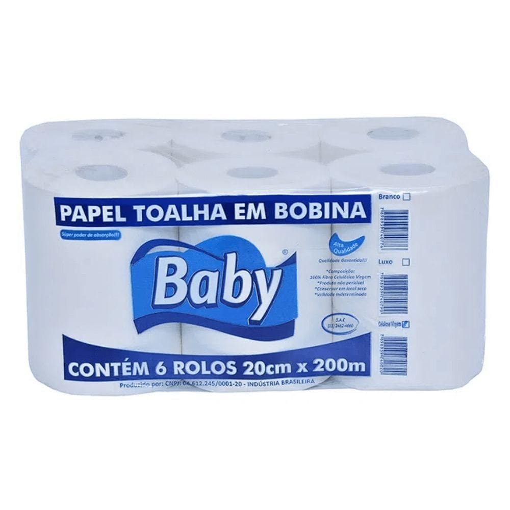 Papel Bobina Baby 100% 6x20x200 Mts