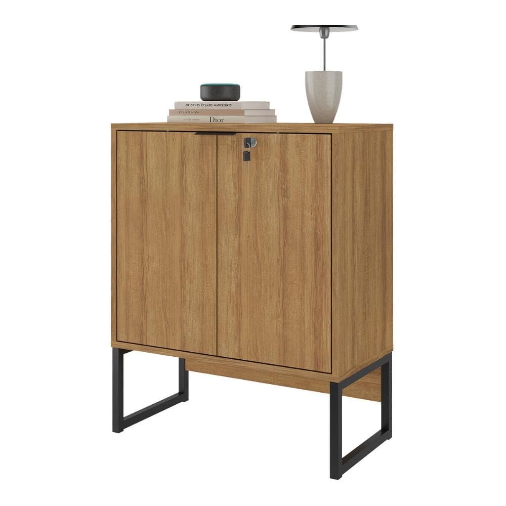 Balcão de Escritório 60cm com Chave 2 Portas e Pés Tubulares Multimóveis CR25282
