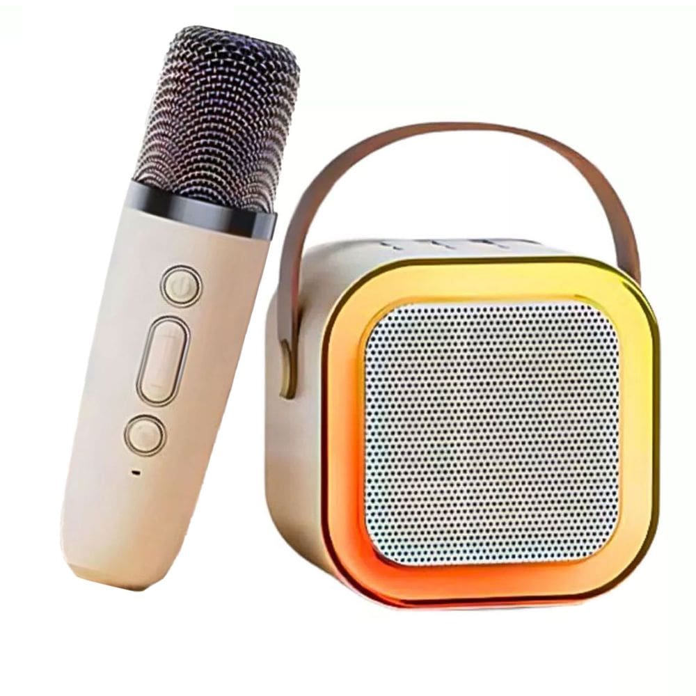 Caixa de Som Bluetooth Karaoke Microfone Iluminaçao LED RGB Caixinha Muda Voz Portatil Sem Fio Som Musica Festa Aniversario Comemoraçao