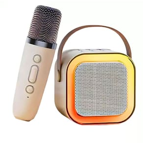 Caixa de Som Bluetooth Karaoke Microfone Iluminaçao LED RGB Caixinha Muda Voz Portatil Sem Fio Som Musica Festa Aniversario Comemoraçao