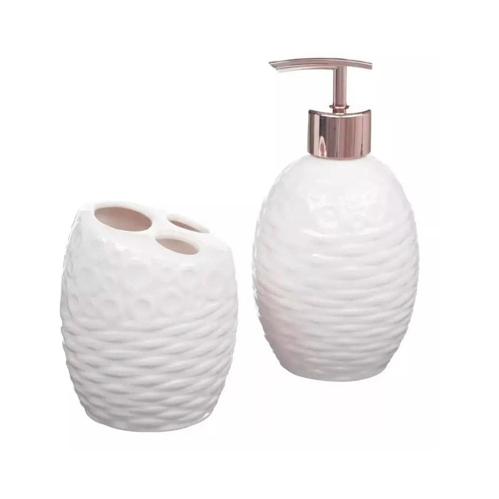 Jogo De Banheiro De Porcelana Com 02 Peças Com 400 Ml