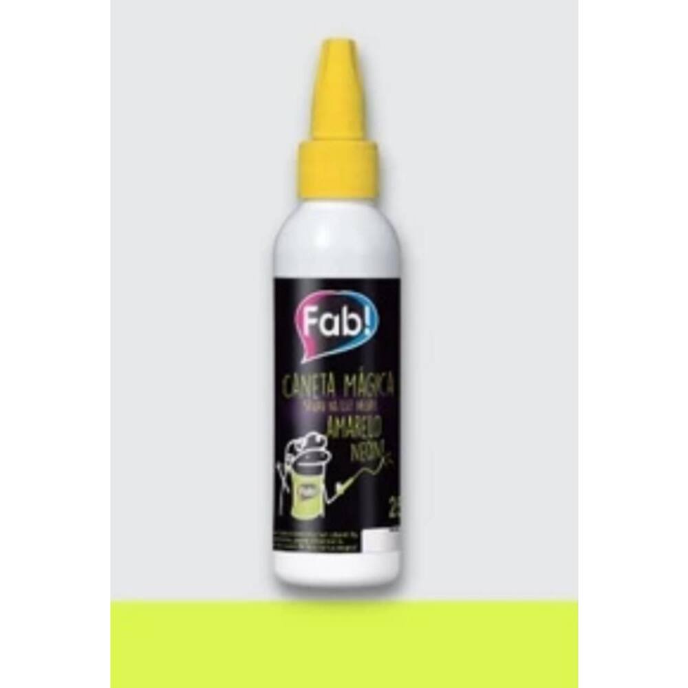 Caneta Mágica Neon Fab P/ Escrever Em Bolos E Doces Em Geral Amarelo