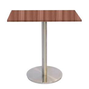 Mesa Bistrô Beta 112,50 cm (Alt) Disco Redondo Tampo MDP Quadrado 70 cm (Larg) x 2,50 cm (Alt) Walnut