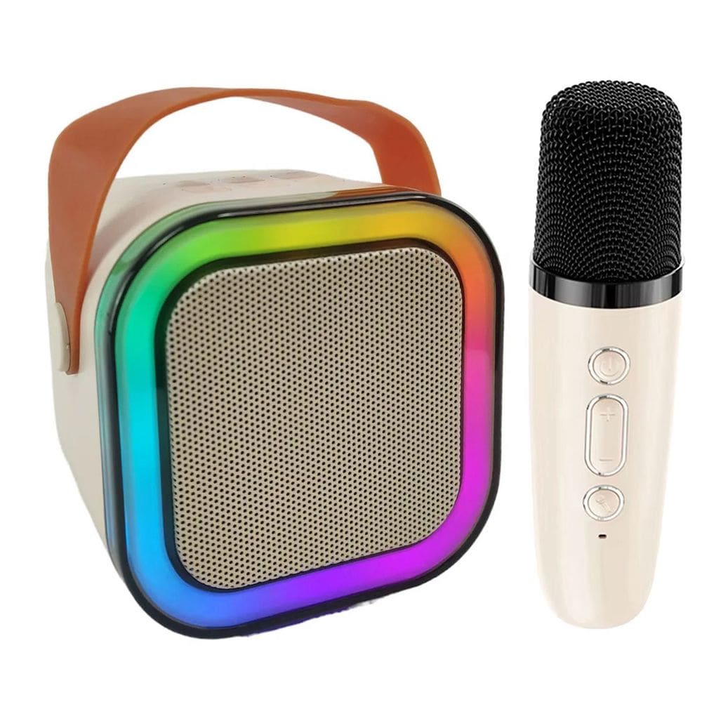 Caixa de Som Bluetooth Microfone Karaoke RGB Iluminaçao LED Alto Falante Caixinha Efeito Altera Voz Som Musica Sem Fio Festa Aniversario Comemoraçao