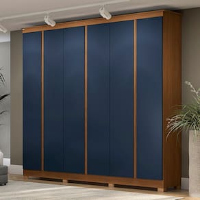 Guarda-Roupa Casal 6 Portas 3 Gavetas Cb02r583 Canela/Azul Profundo - Kappesberg