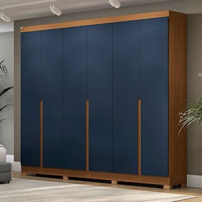 Guarda-Roupa Casal 6 Portas 4 Gavetas Cb02r582 Canela/Azul Profundo - Kappesberg