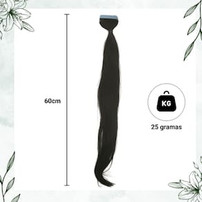 Mega Hair Fita Cabelo Humano 60cm Castanho Escuro 10 mechas