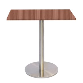 Mesa Bistrô Beta 112,50 cm (Alt) Disco Redondo Tampo MDP Quadrado 80 cm (Larg) x 2,50 cm (Alt) Walnut