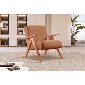 Poltrona Braço De Madeira Laguna bouclé Laranja 402