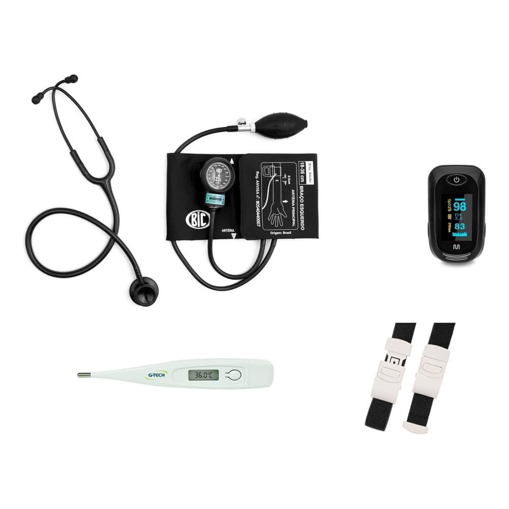 Kit Esfigmo + Esteto Bic + Oximetro Pulso + Garrote + Termometro