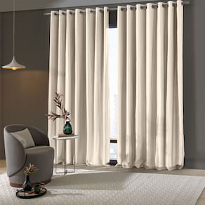 Cortina Blackout Quarto Areia Pratika Cromo 4,20 x 2,50 Voil Com Forro Corta Luz Pvc Bella Janela