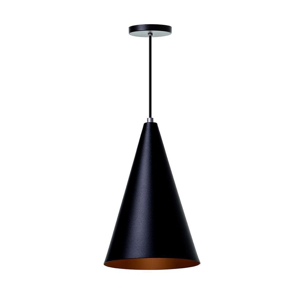 Lustre Pendente Cone M Em Alumínio Preto 30Cm