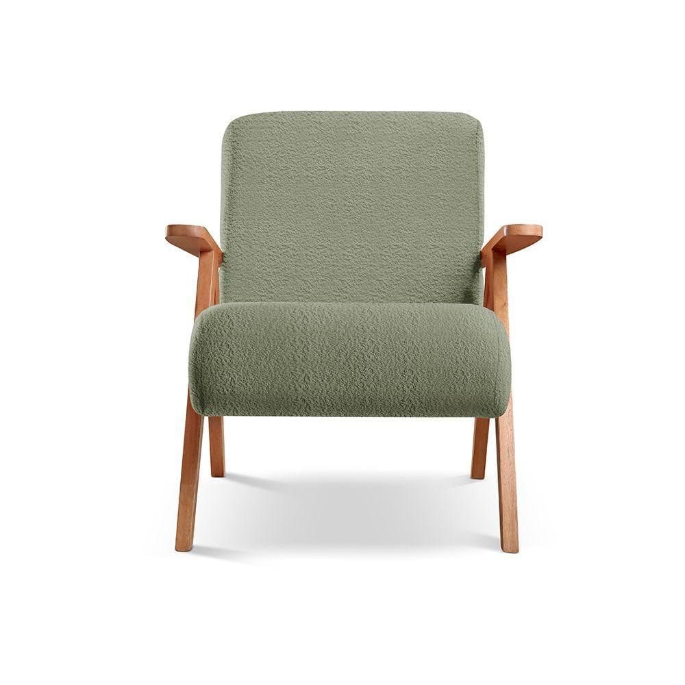 Poltrona Braço De Madeira Laguna bouclé Verde 403