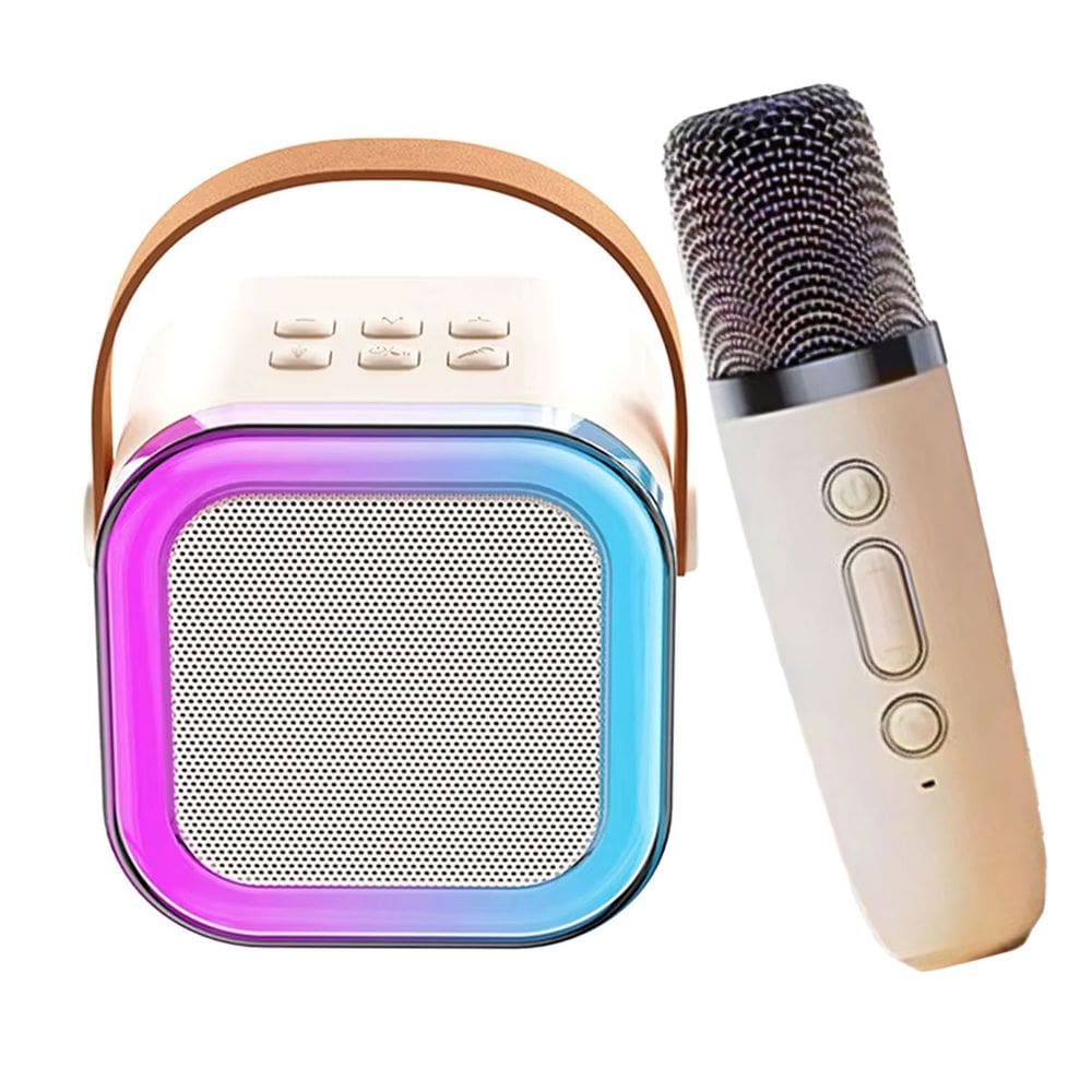 Caixa de Som Bluetooth Microfone Karaoke Iluminaçao LED RGB Caixinha Muda Voz Portatil Sem Fio Som Musica Alto Falante Aniversario Comemoraçao