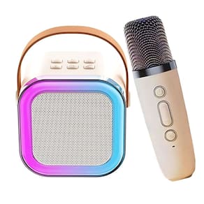 Caixa de Som Bluetooth Microfone Karaoke Iluminaçao LED RGB Caixinha Muda Voz Portatil Sem Fio Som Musica Alto Falante Aniversario Comemoraçao