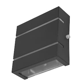 Arandela 2 Focos Friso Facho Externa Parede Muro Slim Preta