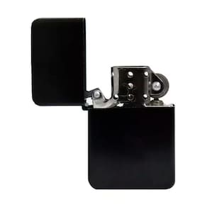 Isqueiro de Metal Pavio Fluido Recarregável Modelo Clássico Preto