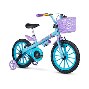 Bicicleta Infantil Frozen Aro 16 Nathor Com Rodinhas Bike Criança Menina Com Garrafinha