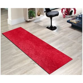 Tapete Passadeira Grande Aveludado 055x300 Borda Sem Costura Vermelho Cereja