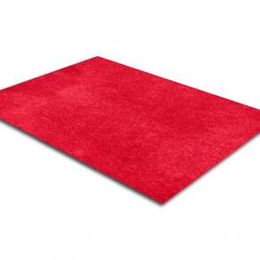 Tapete Carpete Simples Aveludado 2,00x3,00 Borda Sem Costura Vermelho Cereja