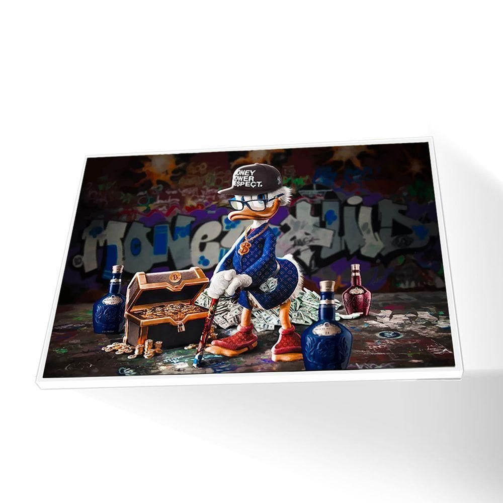 Quadro Tio Patinhas Vinil Com Vidro Tamanho/moldura 20x20 Caixa Cor Branca