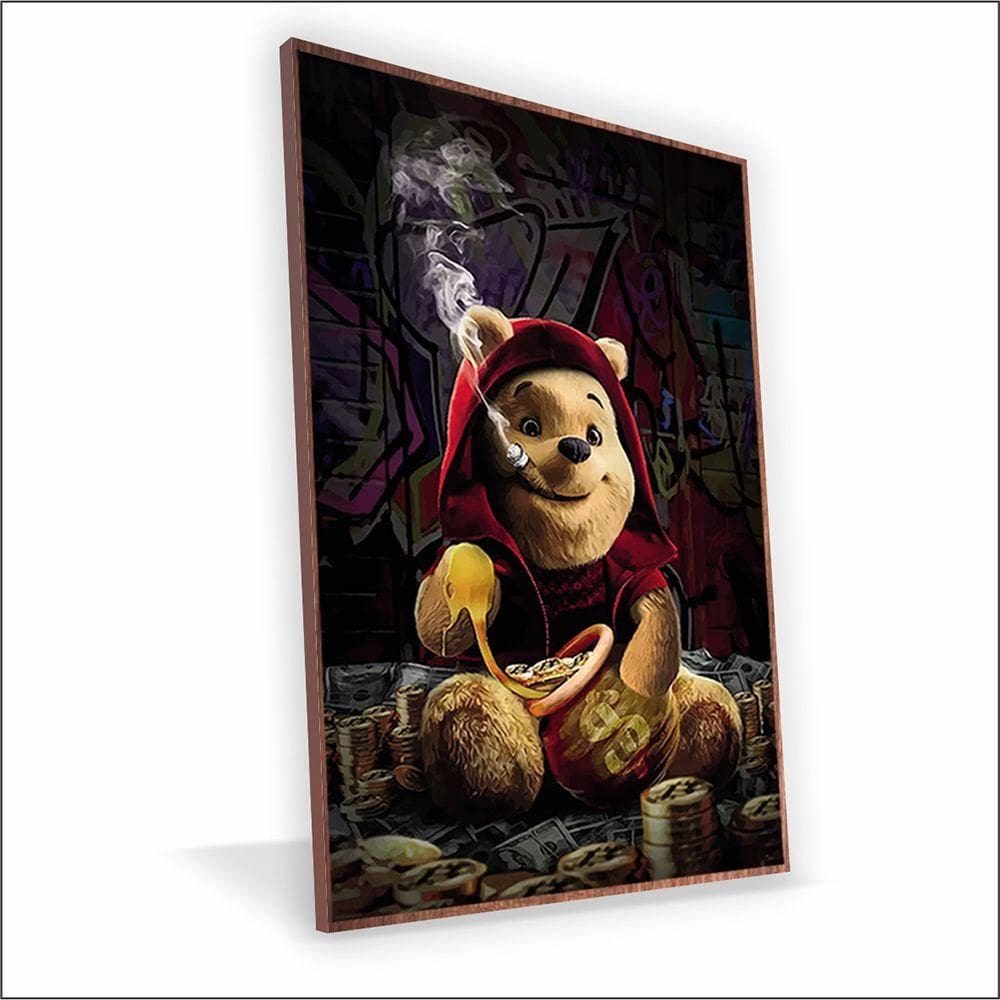 Quadro Ursinho Pooh Canvas Com Vidro Tamanho/moldura 60x40 Caixa Cor Madeira