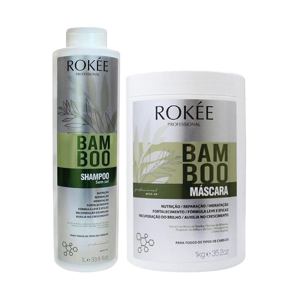 Kit ROKÉE Shampoo 1L + Máscara 1Kg Bamboo