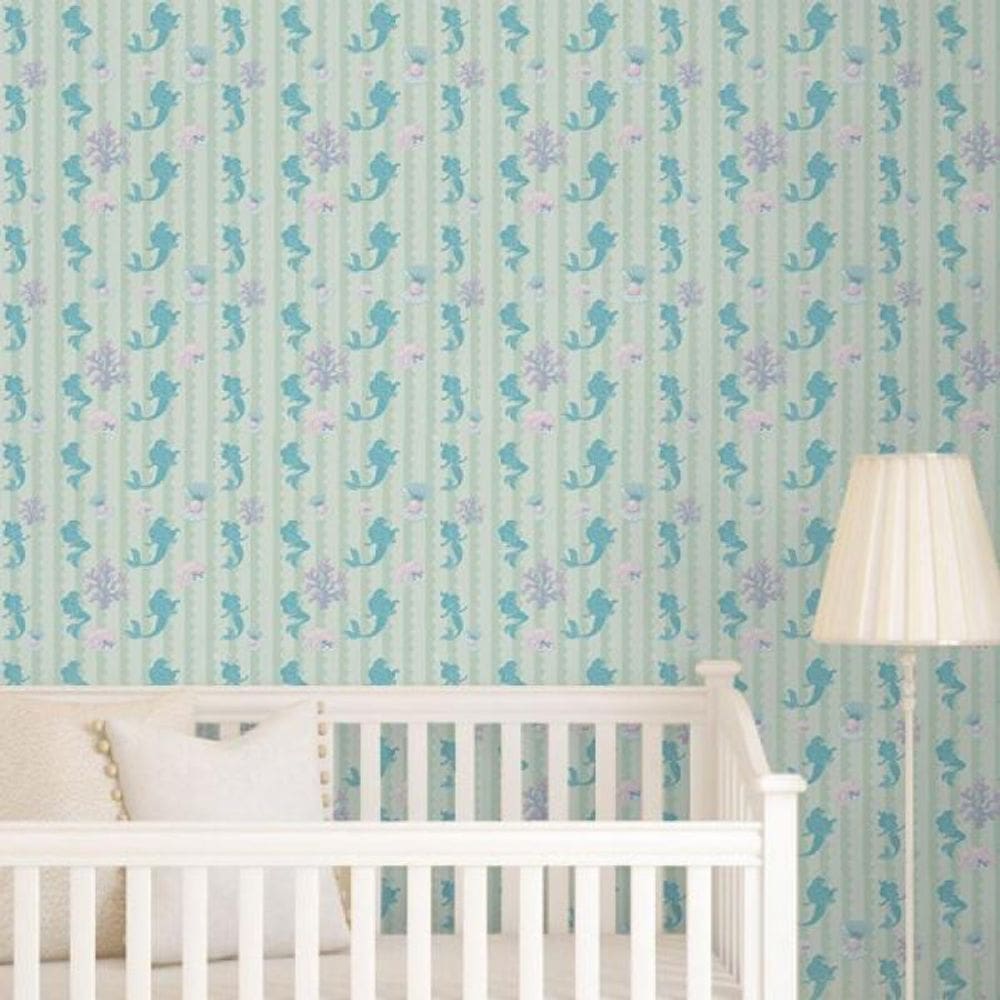 Papel de Parede Infantil Sereia Fundo do Mar