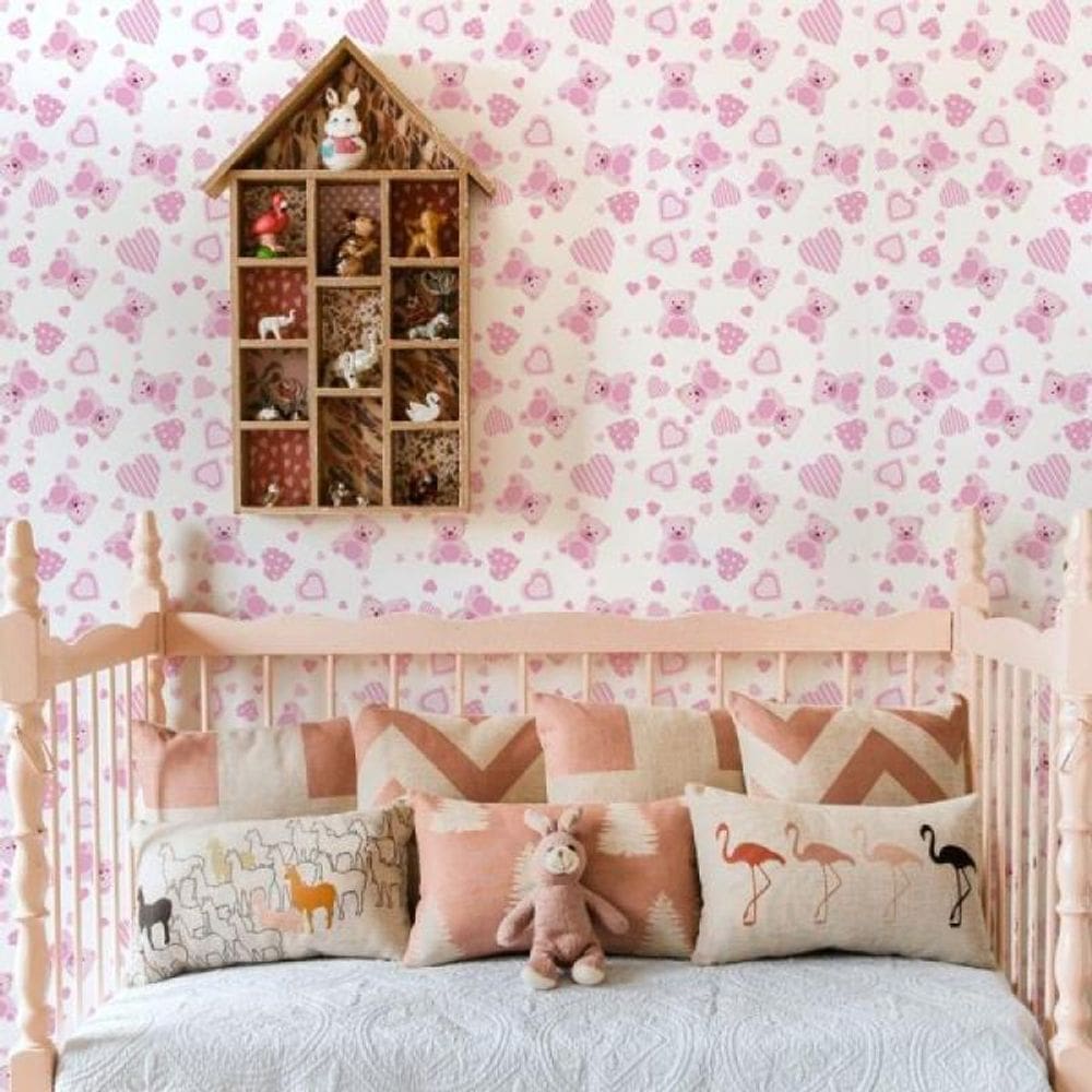 Papel de Parede Infantil Ursinho Menina