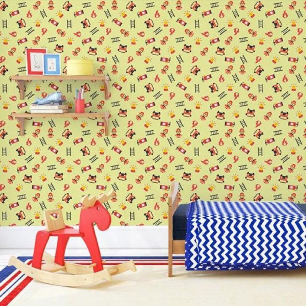 Papel de Parede Infantil Bombeiro