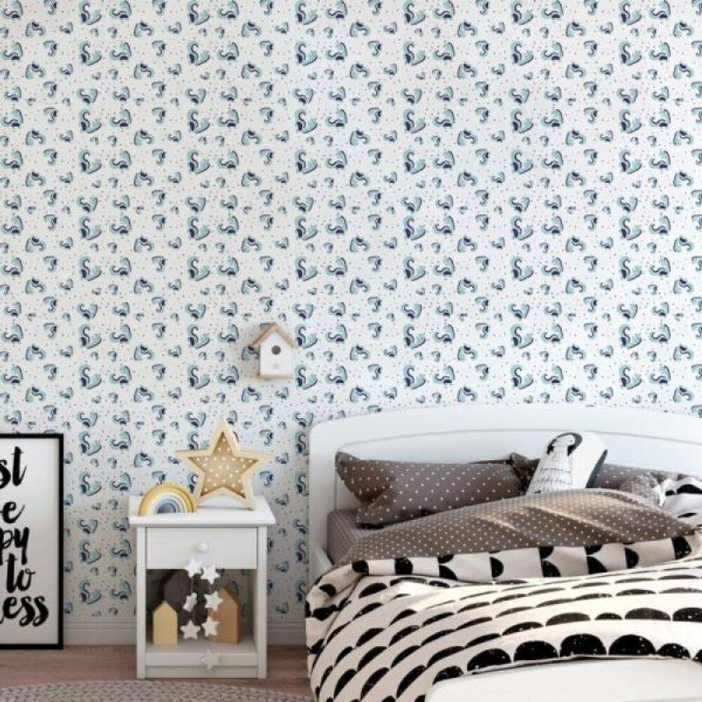 Papel de Parede Infantil Dinossauros Azul