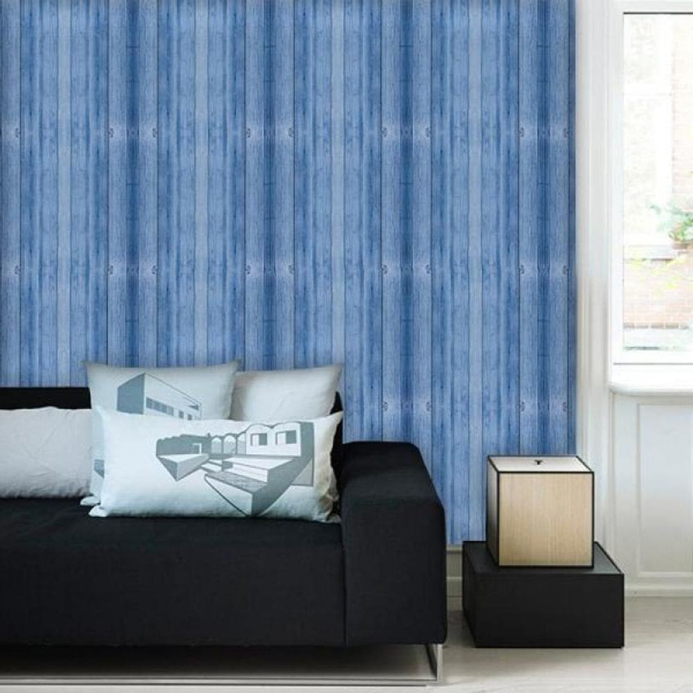 Papel de Parede Madeira Azul