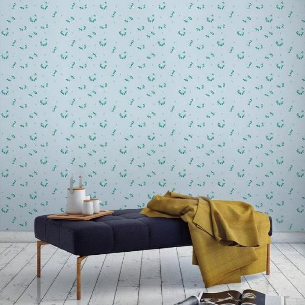 Papel de Parede Quarto Flor Azul