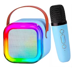 Caixa de Som Bluetooth Microfone Karaoke Efeito Altera Voz  LED Iluminaçao RGB Caixinha Alto Falante Som Musica Sem Fio Aniversario Comemoraçao