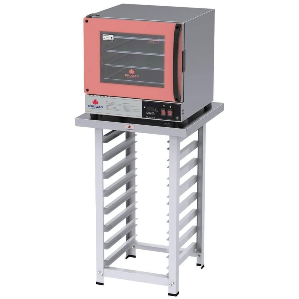 Kit Forno Elétrico Progás Turbo Fast Oven Rosa 4 Esteiras PRP-004 Plus 220V E Mesa Suporte Forno