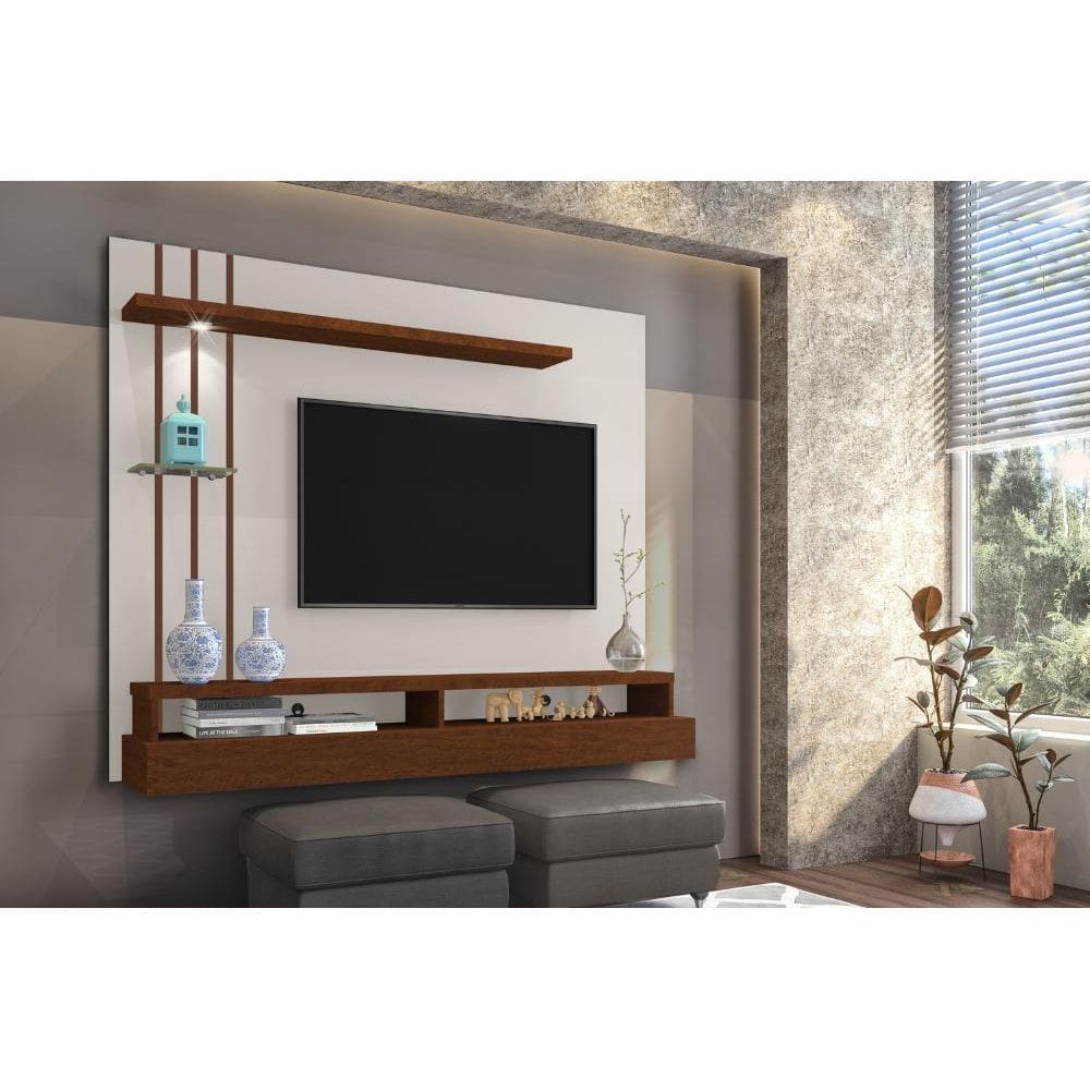 Painel para TV Jordano Off White e Canela
