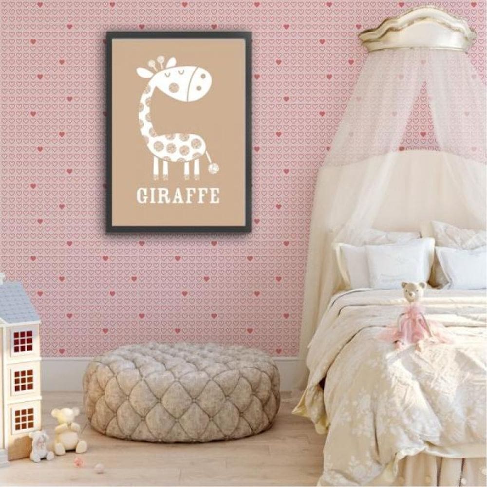 Papel de Parede Infantil Corações Rosa