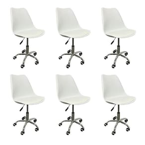 Kit 6 Cadeiras para Escritório Secretária Decorativa Eames Chicago Branco