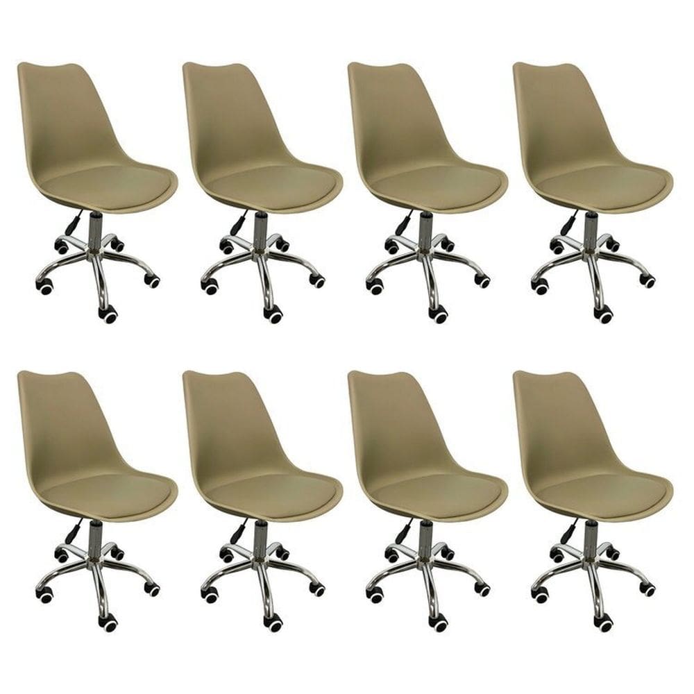 Kit 8 Cadeiras para Escritório Secretária Decorativa Eames Chicago  Cinza