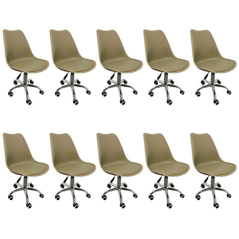 Kit 10 Cadeiras para Escritório Secretária Decorativa Eames Chicago  Cinza