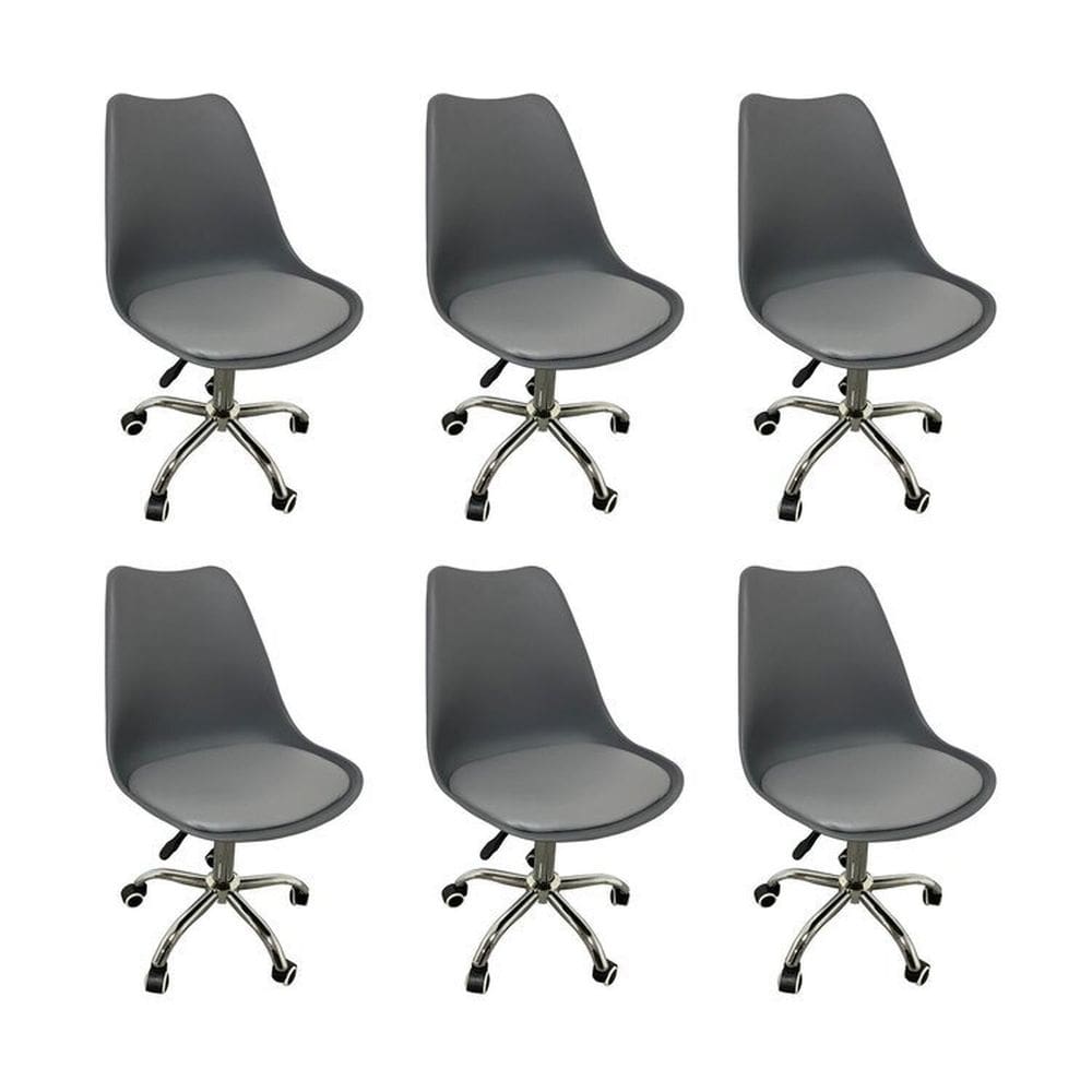 Kit 8 Cadeiras para Escritório Secretária Decorativa Eames Chicago Cinza