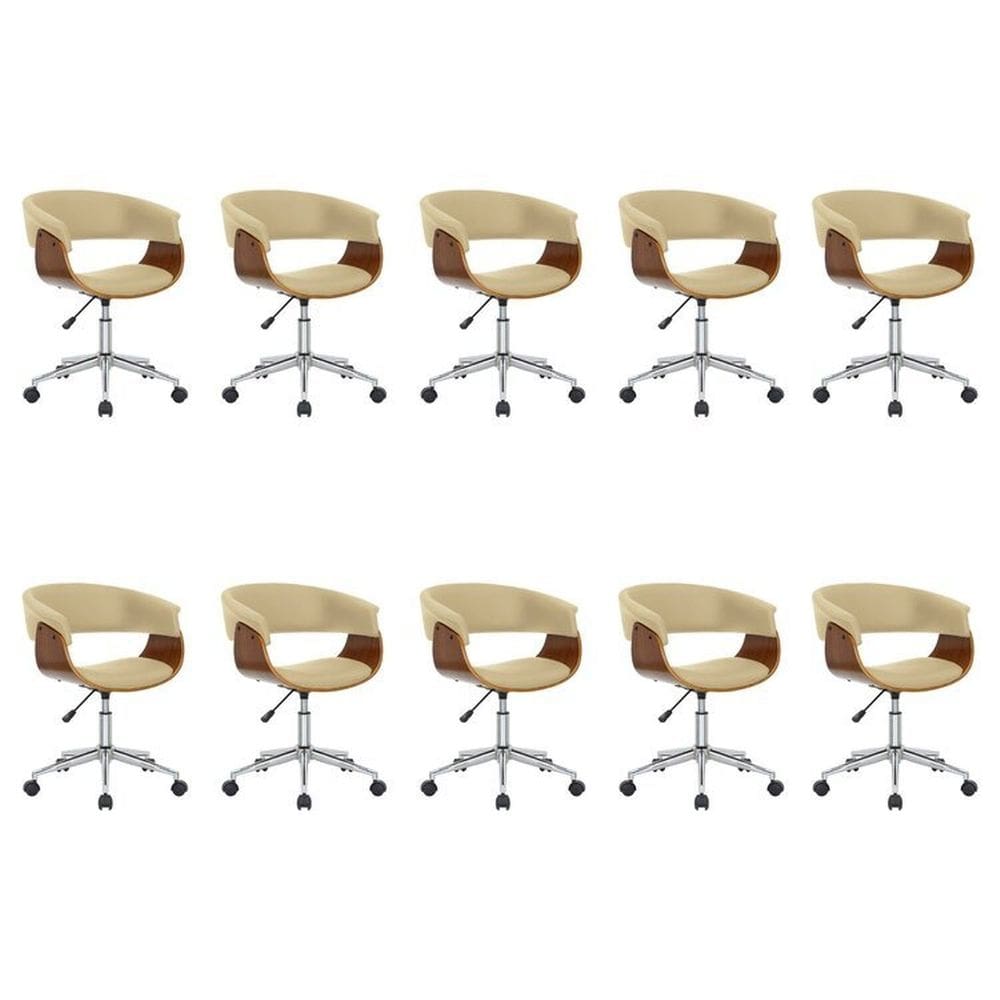 Kit 10 Cadeiras para Escritório Diretor Giratória Regulável Turim Nude