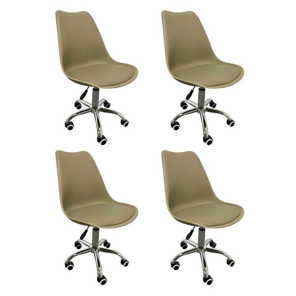 Kit 4 Cadeiras para Escritório Secretária Decorativa Eames Chicago  Cinza