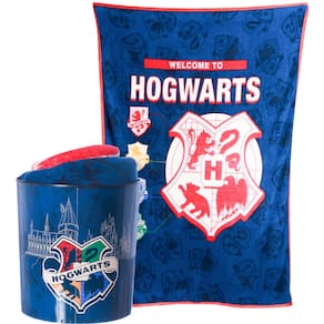 Kit Harry Potter Hogwarts Manta Felpuda Macia + Balde Pipoca Oficial W.B.
